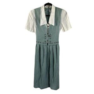Vintage Betsy’s Things Green Vest Collared Dress, Sz 9/10